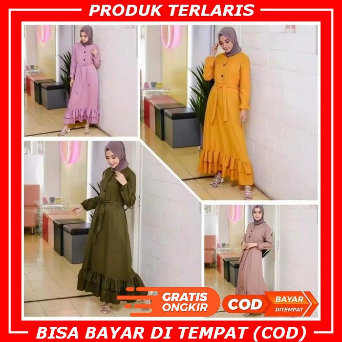 Baju Muslim Wanita Gamis Arab Saudi Ziper Depan Busui Model Abaya 1451 Baju Pesta Lebaran Wanita Bor