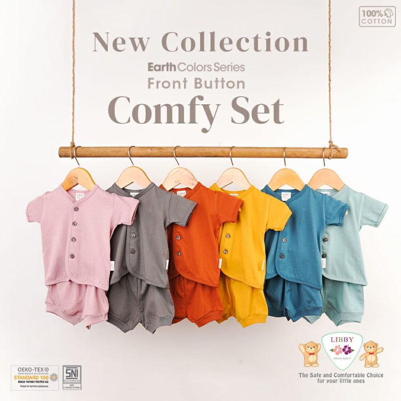 Libby Setelan Pendek Bayi NB 0-6 Earth Color Comfy Set