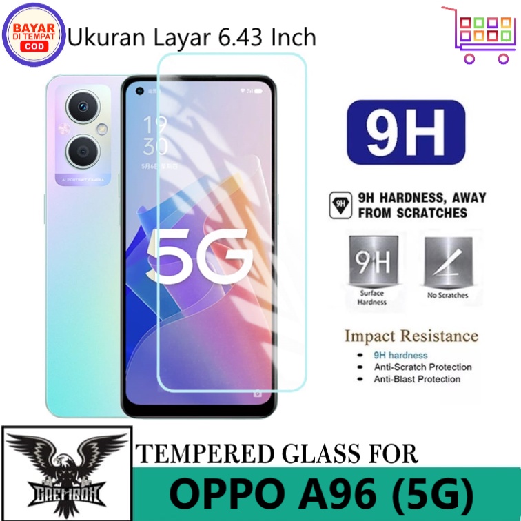 Promo Tempered Glass Oppo A96 (5G) Anti Gores Kaca Bening Premium Anti Bekas Sidik Jari