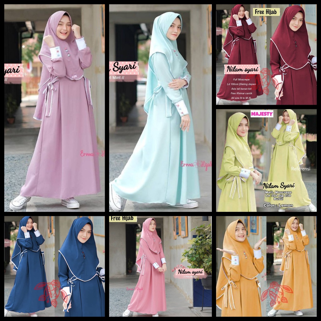 NILAM - DRESS BAJU GAMIS PAKAIAN MUSLIM WANITA REMAWA DEWASA KEKINIAN BEST SELLER FASHION MUSLIMAH T