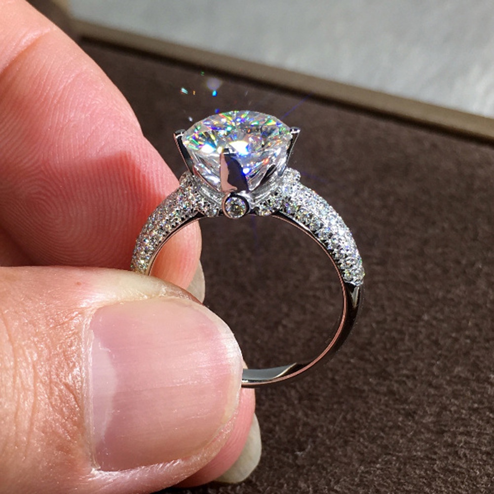 Hu Hu Hu Hu Hu Alat Bantu Pasang Kacamata♡ Cincin Wanita Hias Cubic Zirconia Bentuk Bulat Gaya Mewah Untuk Pernikahanpertunanganhadiah