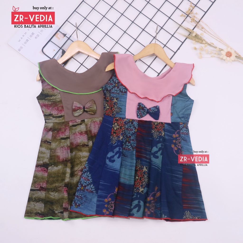 (Batik) Dress Cantika uk 3-4 Tahun / Dres Anak Perempuan Pesta Model Yukensi Cewek Motif Bunga Murah