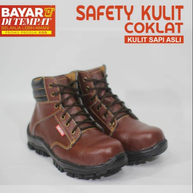 Sepatu Safety King Steel Coklat / Safety Boots King Steel Coklat Kulit