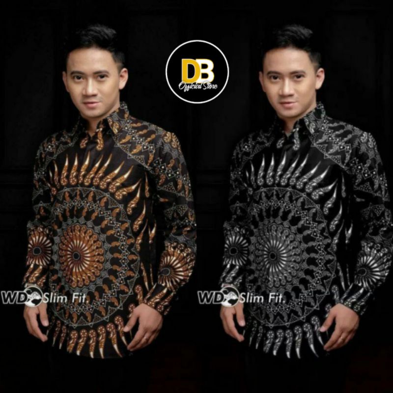 Baju Batik Pria Motif Roda Api M L XL XXL Atasan Kemeja Batik Lengan Panjang Original Murah