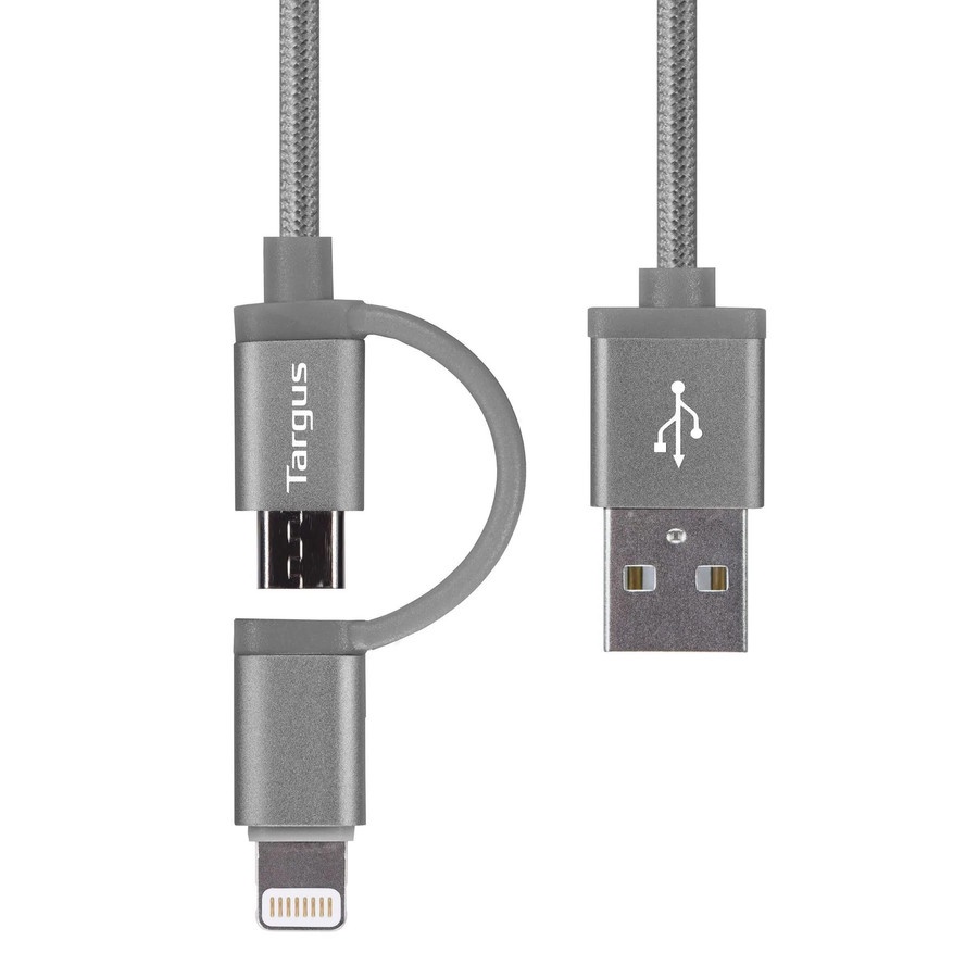 Kabel Data Targus ACC995AP USB A to Lightning &amp; Micro USB 1,2M 2.4A - GREY