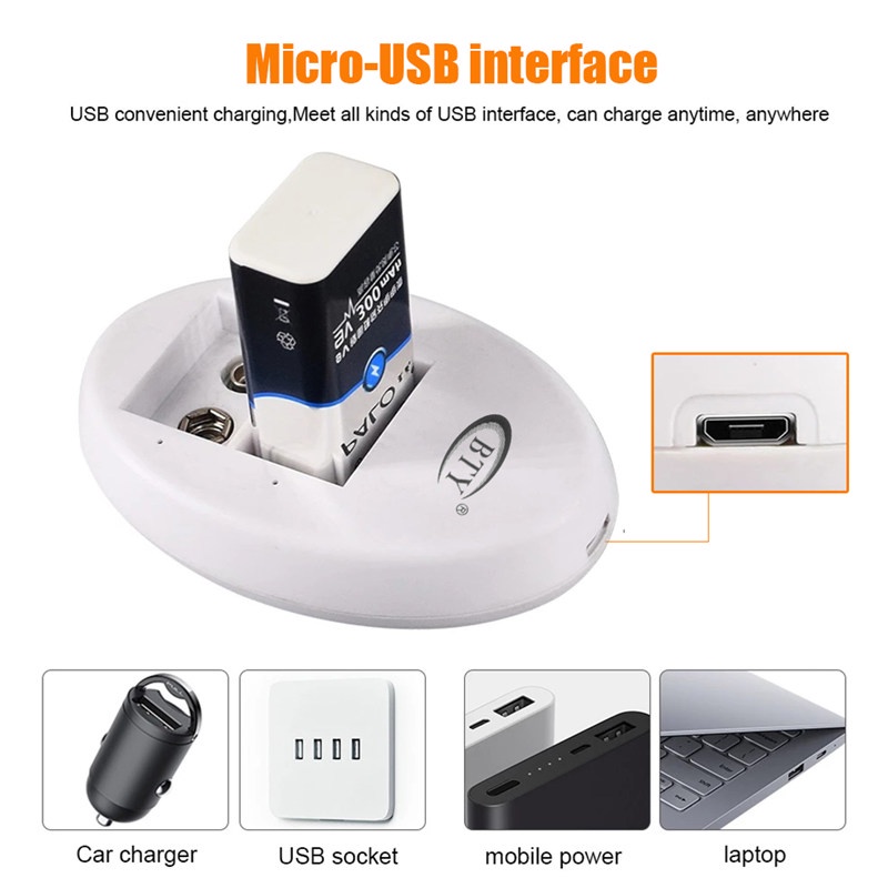 TK Mini Dual Toy Battery Charger for 6F22 9V Lithium Ni-MH Ni-CD Battery USB Plug Portable Charger