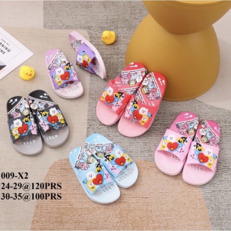 Sandal Slop Slip on anak perempuan S24-35 BTS BT21 korea kpop sandal rumahan sandal formal sandal em