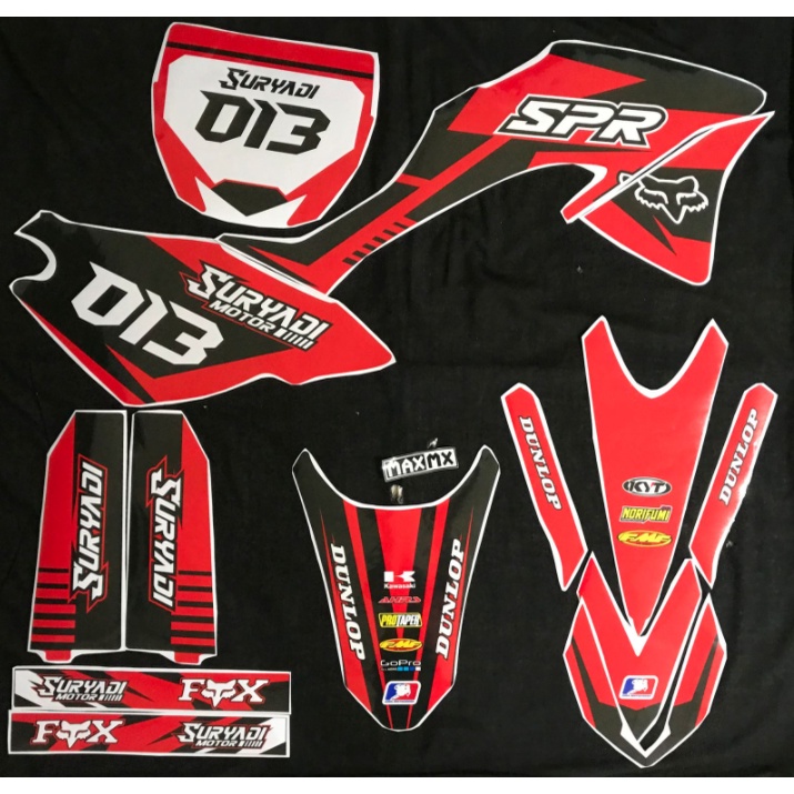 DECAL STIKER KLX 150 BF DEKAL STIKER STRIPING CUSTOM FULLBODY MERAH