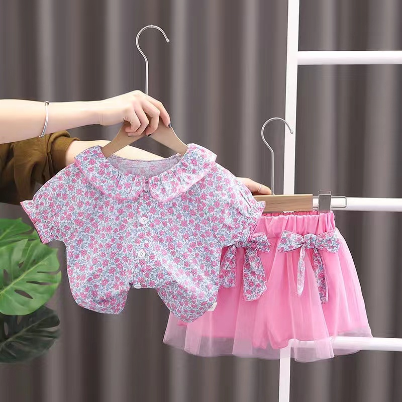 Setelan Anak Perempuan Import Uisa 1-4th/ Setelan Crop Top / Setelan Celana Pendek / baju anak perempuan