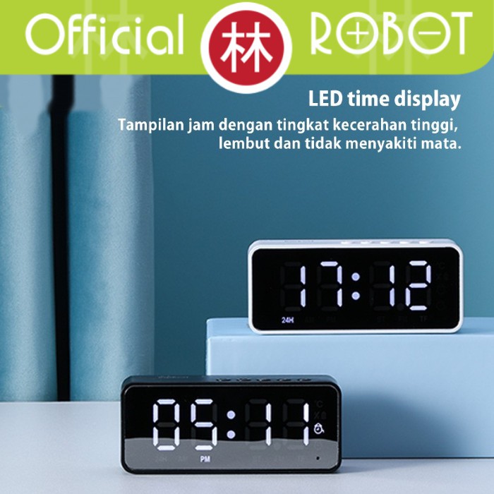 Robot RB150 LED Alarm Clock With FM Radio Speaker Bluetooth