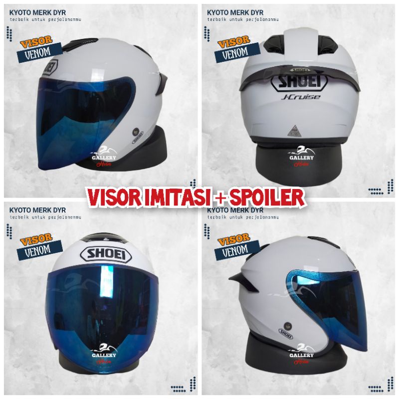 HELM KYOTO DYR PAKET GANTENG | SUDAH TERPASANG STIKER SHOEI | REPLIKA KYT KYOTO PUTIH-7