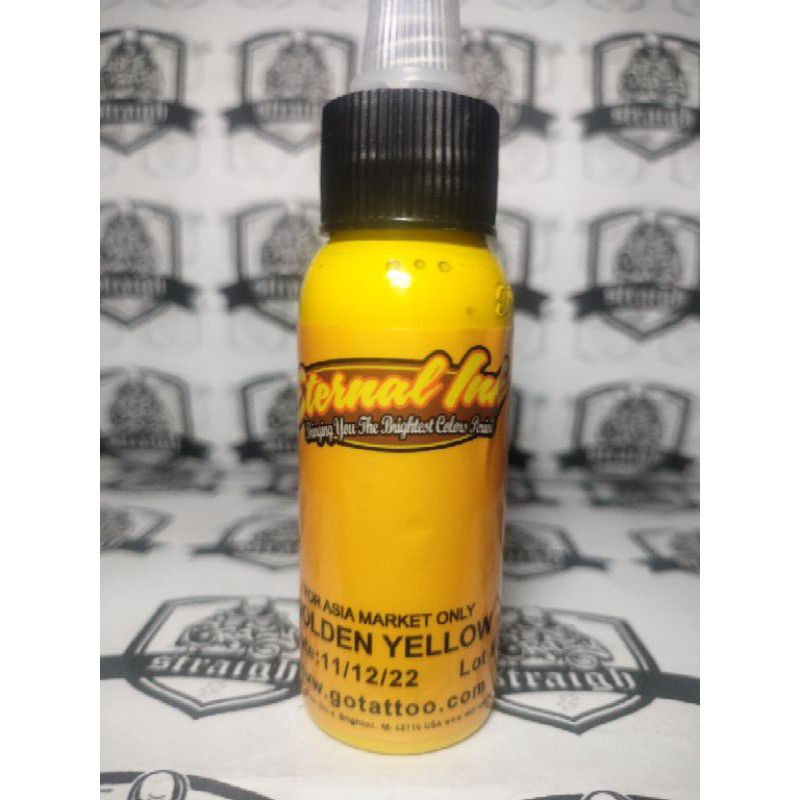 Jual Tinta tattoo ETERNAL INK 30ML/1oz warna GOLDEN YELLOW pewarna tato