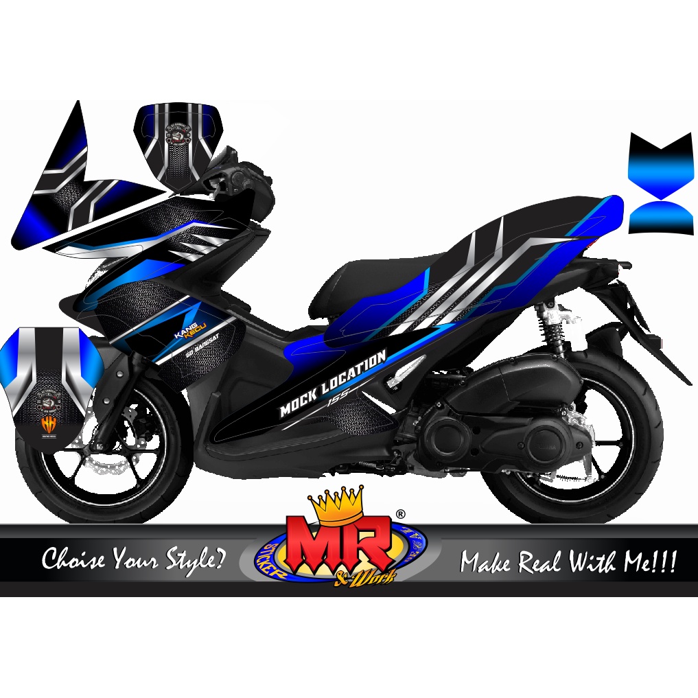 Stiker Motor Decal Aerox hologram milenial keren glowing fullbody