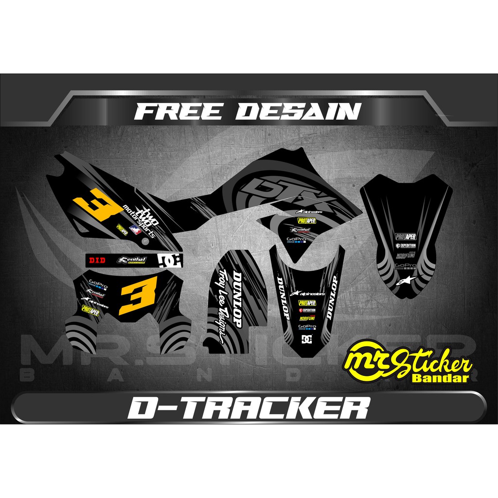 Decal Dtracker Supermoto free Custom Hitam abu-abu Keren
