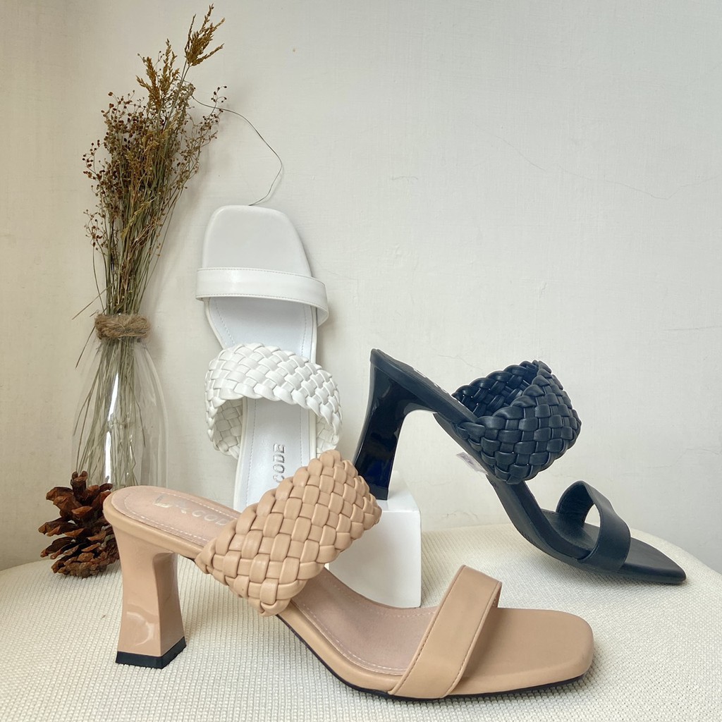 LACODE Sandal Kepang Noche Sandal Heels Wanita Sandal Tumit Sandal Tali