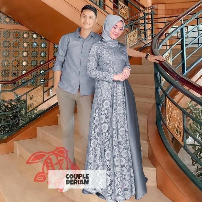 Intan Syari Ori By Fazza Boutique / Gamis Syari Branded Terbaru / CV443 Derian Couple | Dress Musli