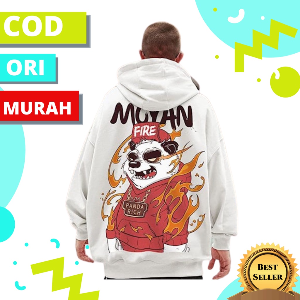 jaket hoodie panda fire oversize terbaru murah cowo cewe pria dewasa kekinian korea terlaris premium
