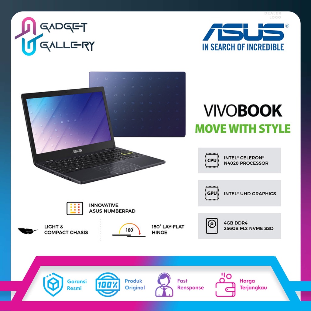Jual Laptop Asus Vivobook E210mao Hd427 Intel Celeron N4020 4gb 256gb W11 Ohs Peacock Blue 7318