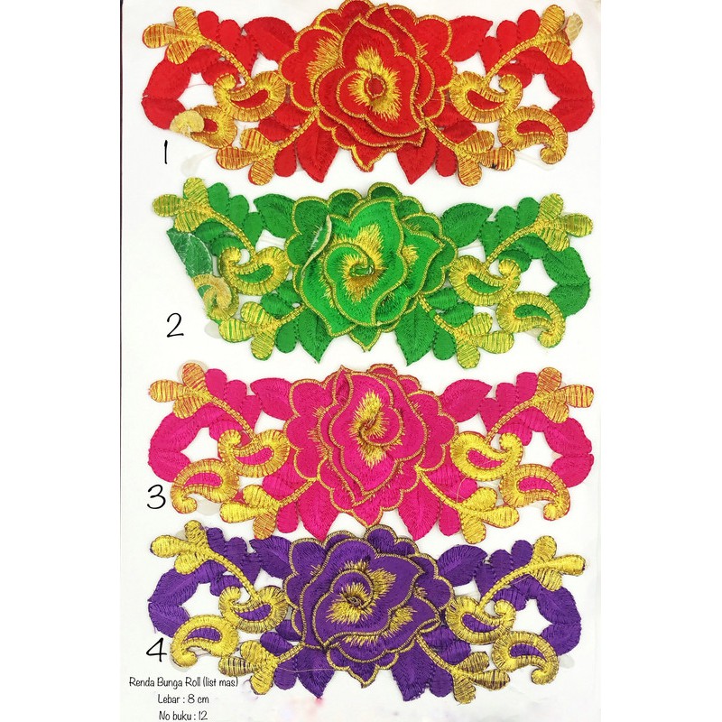 Renda Bunga Roll Mas, Renda Baju, Renda Bordir, Renda Giper, Renda Katun, Lebar 8 cm