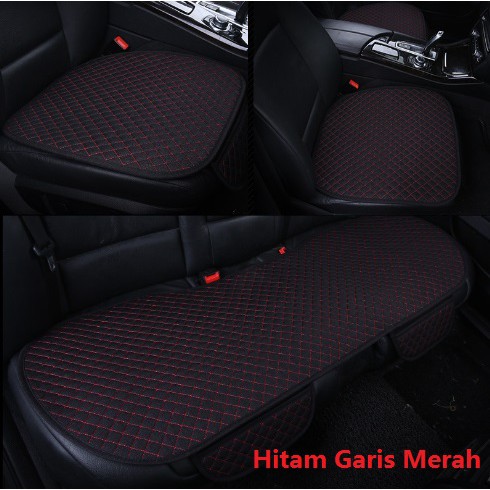 Alas Duduk Jok Mobil 3 in 1 set Empuk Universal KAIN LINEN MOTIF SILANG 6 WARNA