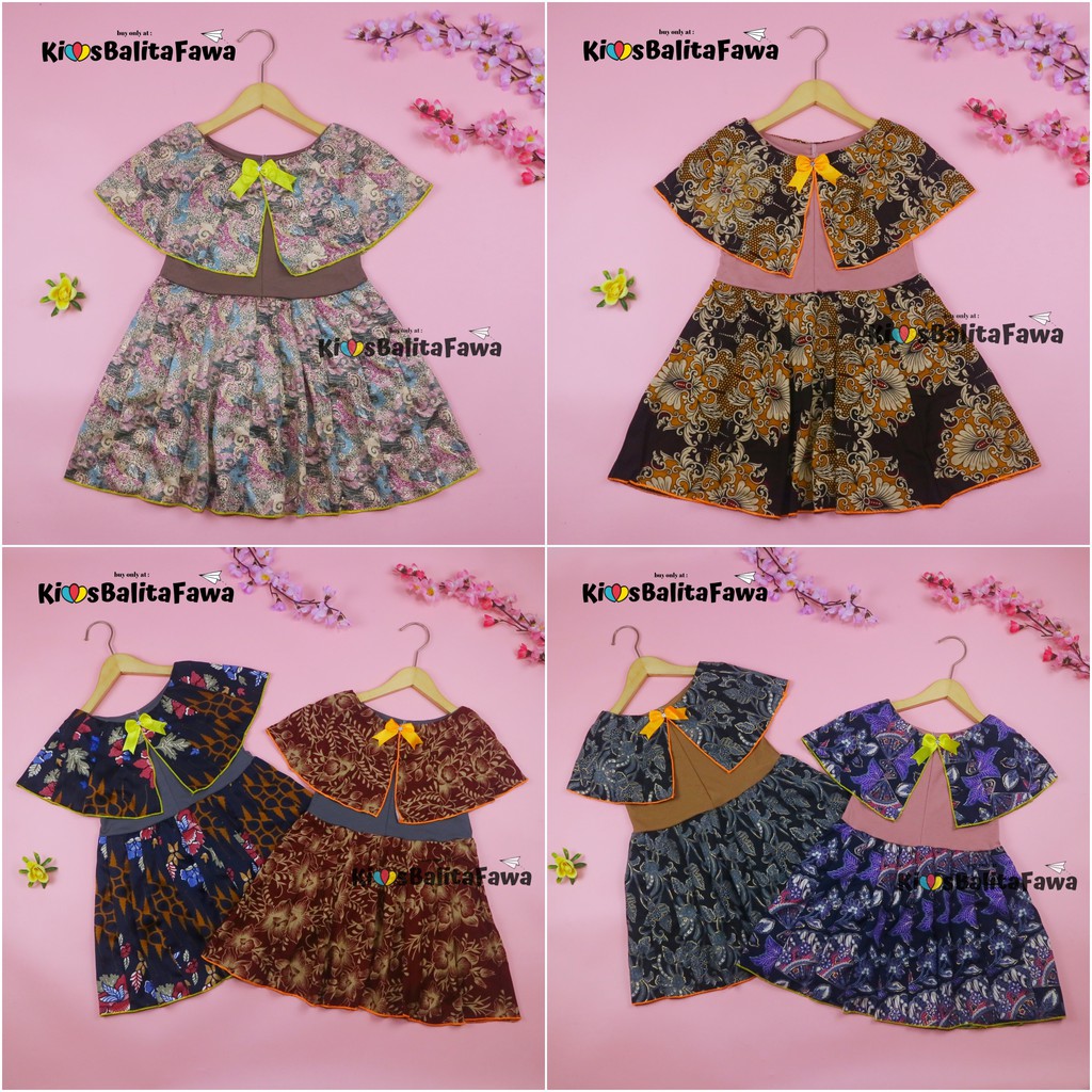 Dress Irene size 1-2 Tahun / Dres Batik Cape Baju Kensi Anak Perempuan Murah Cewek Katun Adem Gaun