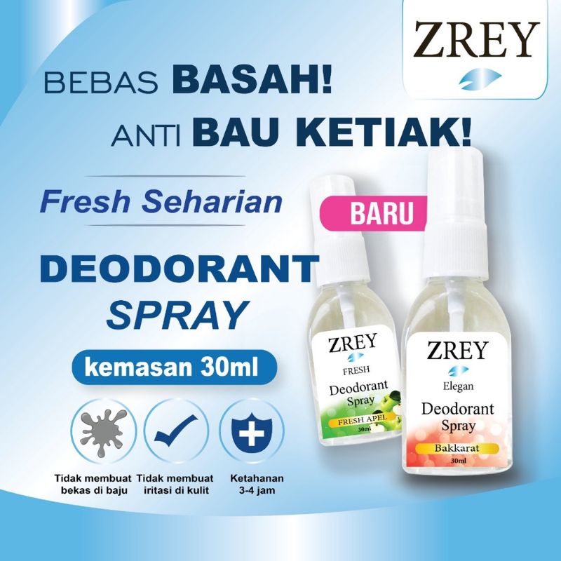 DEODORAN SPRAY ZREY 65ML NON ALKOHOL - DEODORAN SPRAY TAWAS - DEO SPRAY WANGI TAHAN LAMA