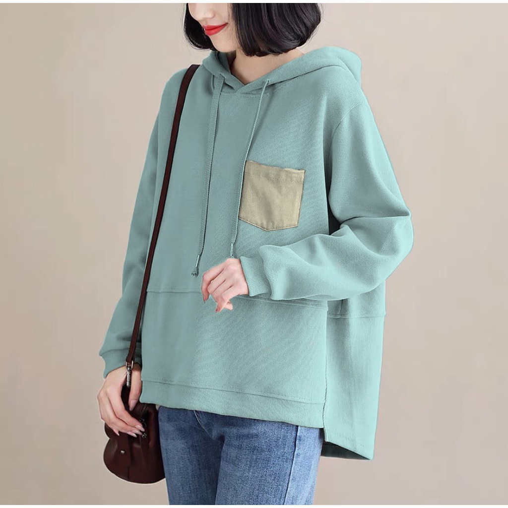 KAYLE HOODIE POCKET OVERSIZE SWEATER / SWEATER HOODIE WANITA OVERSIZE / SWEATER WANITA KOREA