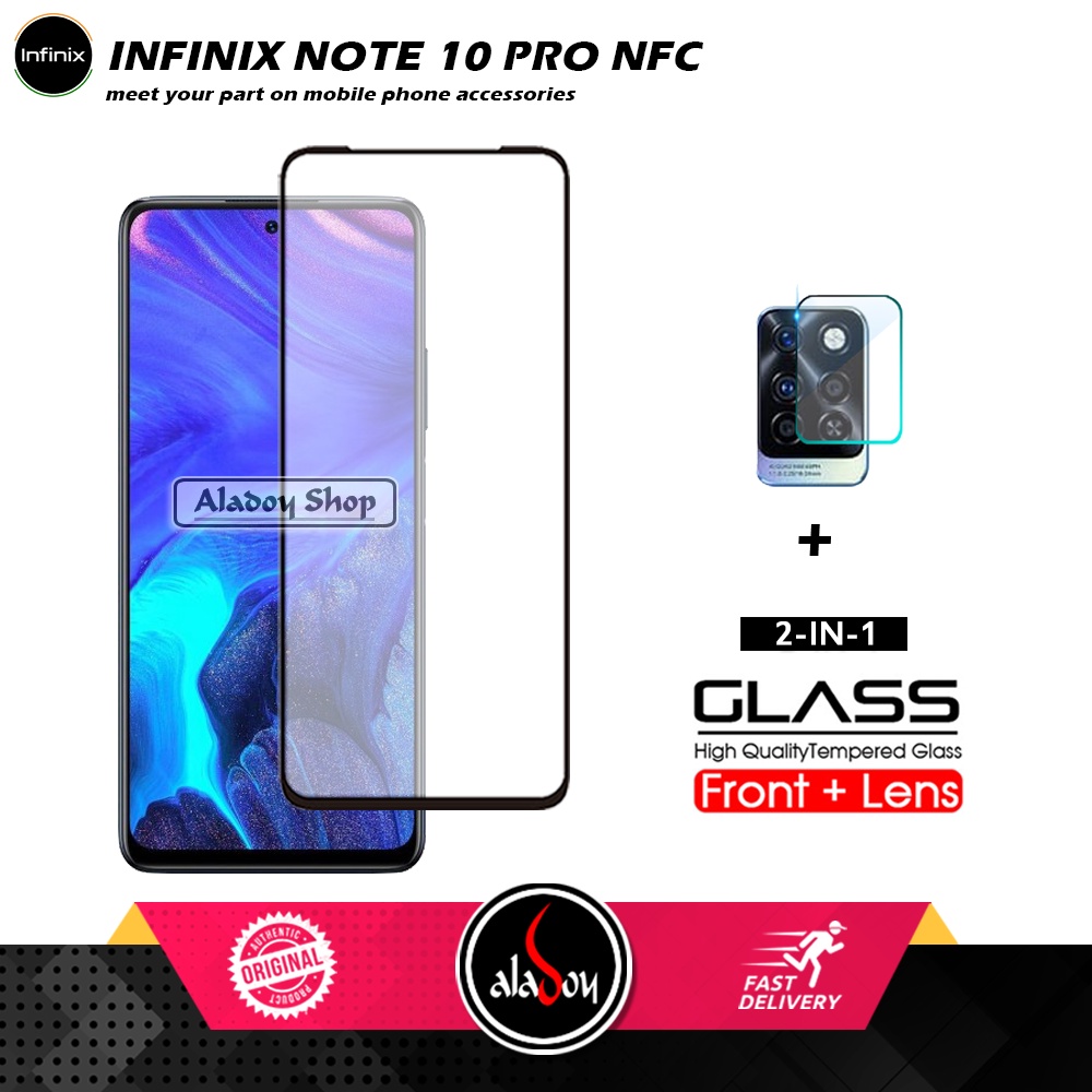 PAKET 2 IN 1 Tempered Glass Layar Infinix Note 10 Pro NFC Free Tempered Glass Camera