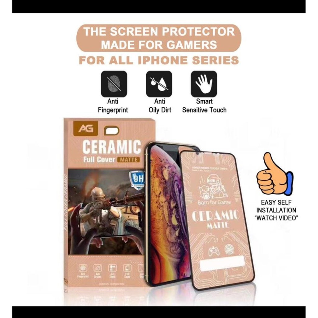 Ceramic Matte Antigores iPhone Anti Glare Minyak Sidik Jari Anti gores Keramik Bukan Tempered Glass