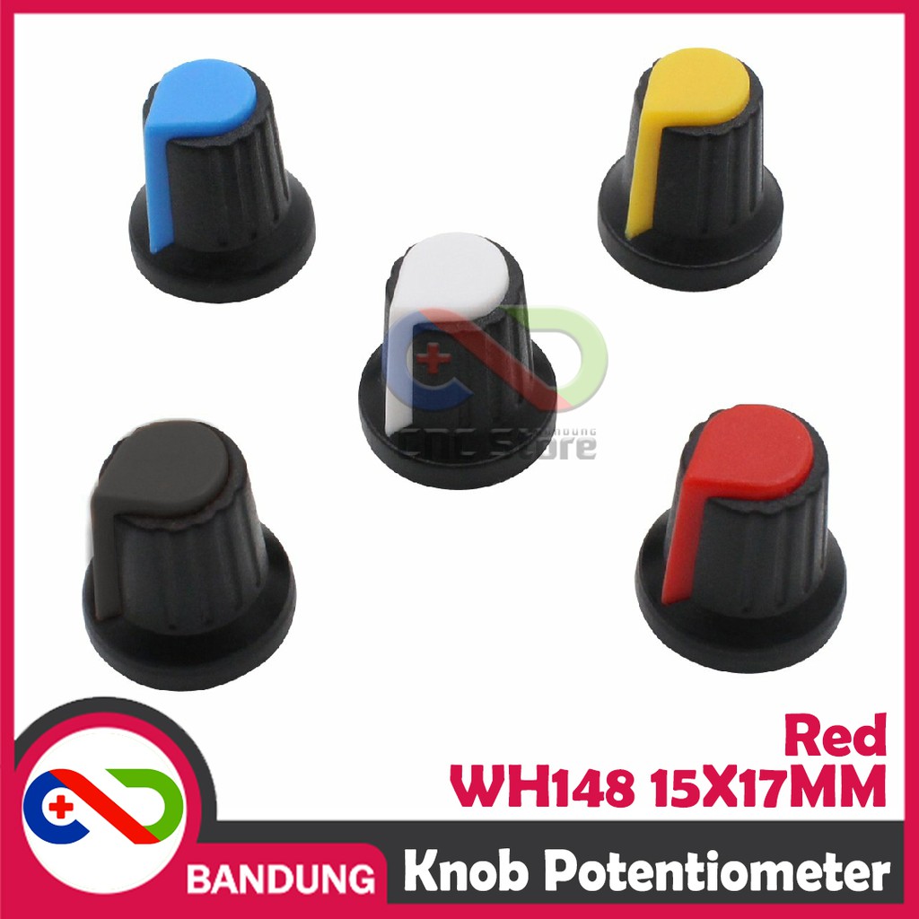 KNOB POTENTIOMETER POTENSIOMETER ROTARY WH148 15X17MM RED MERAH