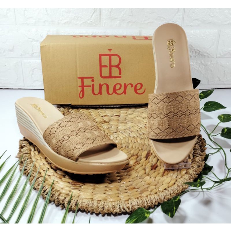 sandal wedges rajut import 7cm