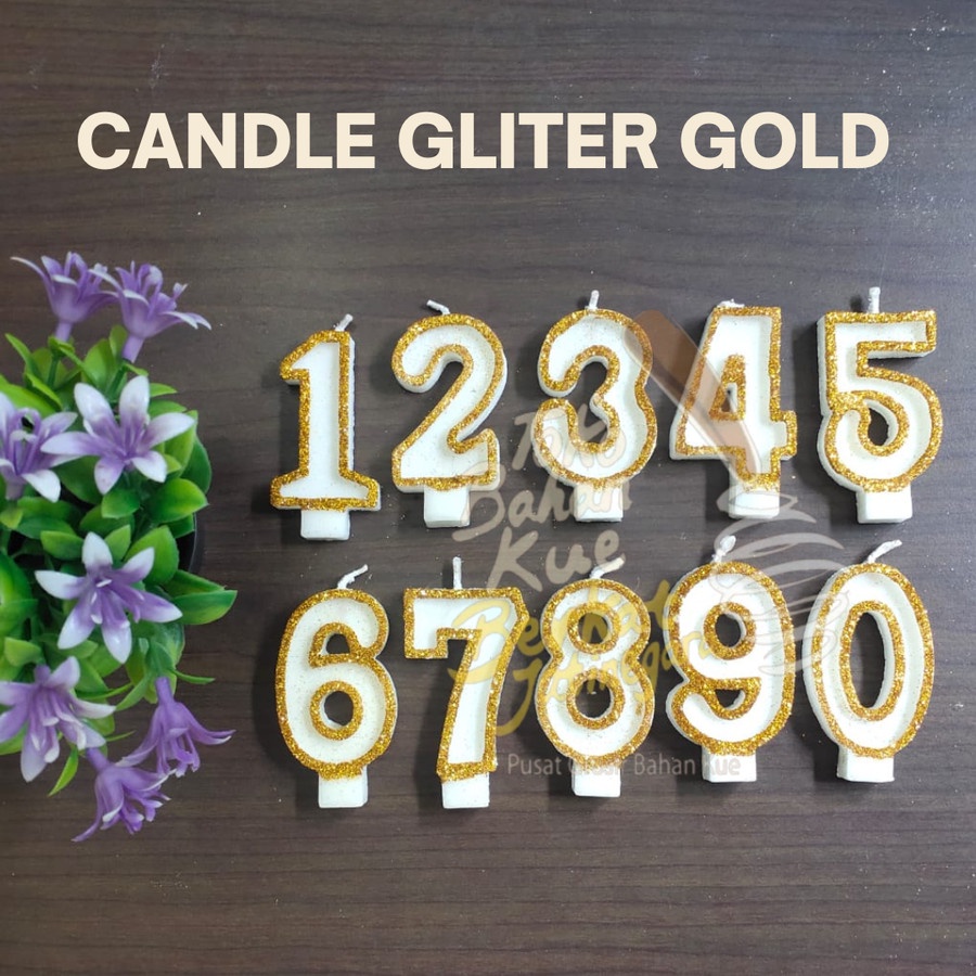 CANDLE GLITER GOLD / LILIN ANGKA