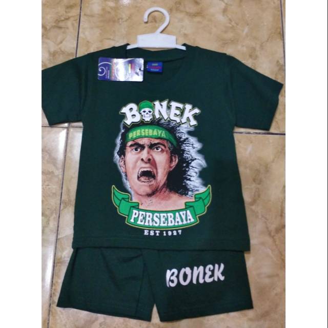 Baju setelan Bonek Boncil Bonita Persebaya Surabaya bahan kaos katun spandek