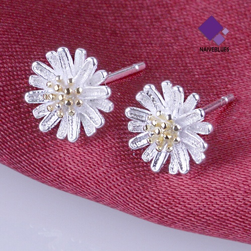 Anting Stud 925 Sterling Bentuk Bunga Matahari Daisy Untuk Wanita