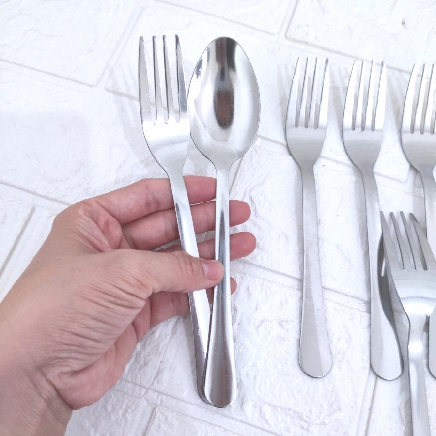 Sendok Garpu Makan Stainless Steel Satuan Set 6 pc