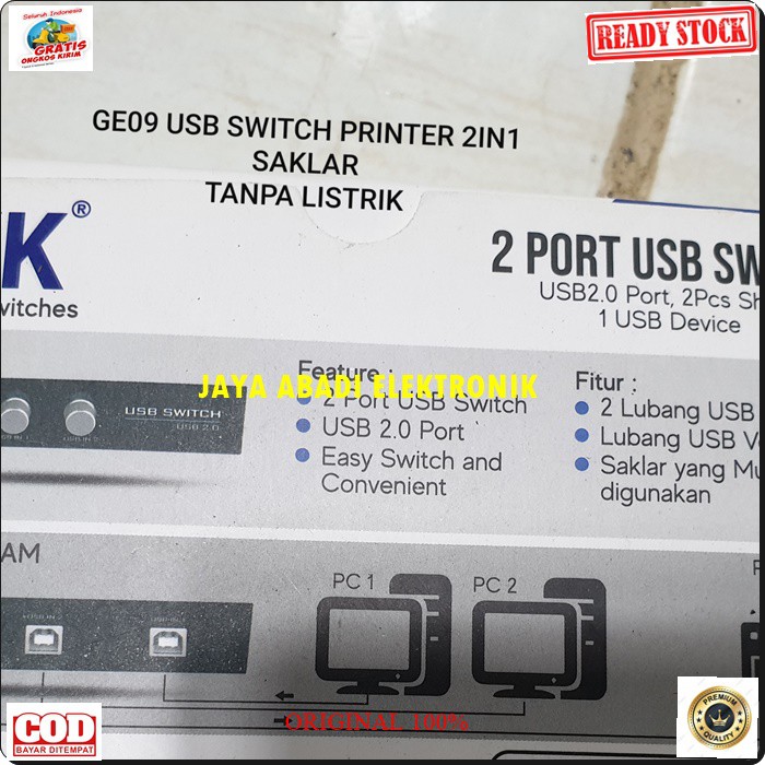 G09 Pembagi printer 2in1 usb print 2port cpu pc laptop manual switch tanpa listrik sharing join switching saklar G09  Tidak pakai listrik hanya saklar  2 komputer pakai 1 PRINTER  GAMPANG PAKAI NYA  USB SWITCH / MANUAL SWITCH PRINTER ini biasa di