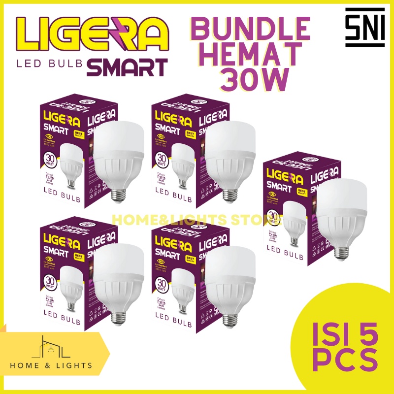 LIGERA Paket Bundling LED Smart 30W Hemat Energi 5 PCS