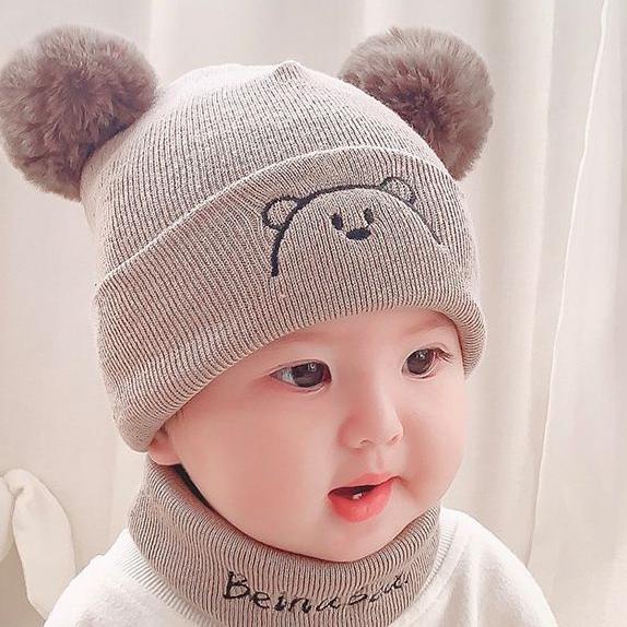 Murah Populer Topi Bayi Rajut PomPom Bear - 022.4692