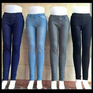 Legging Jeans Panjang Jumbo Wanita Big Size Pinggang Full Karet Leging Premium Hight Quality 31-42