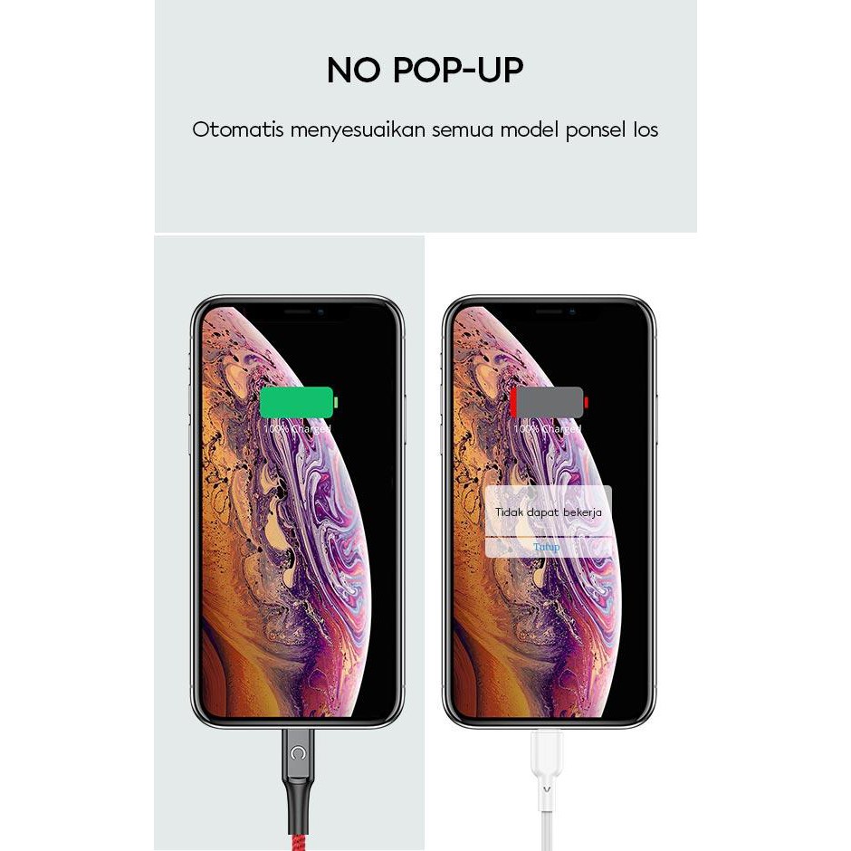 Vivan VZL100 3A Apple Auto Smart Chip Smart Power Off with LED Light Data Cable