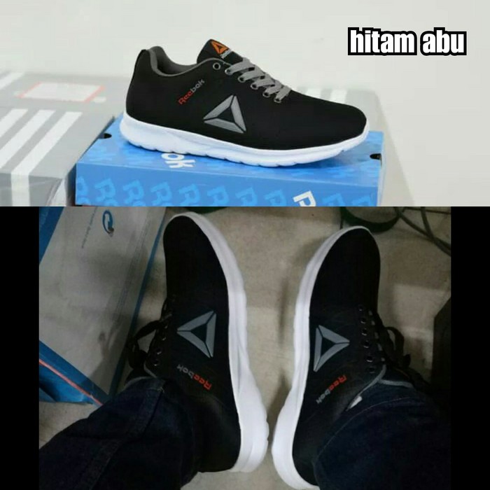 SEPATU SPORT PRIA REEBOK SPEEDLUX RUNNING SNEAKERS HITAM ABU ABU