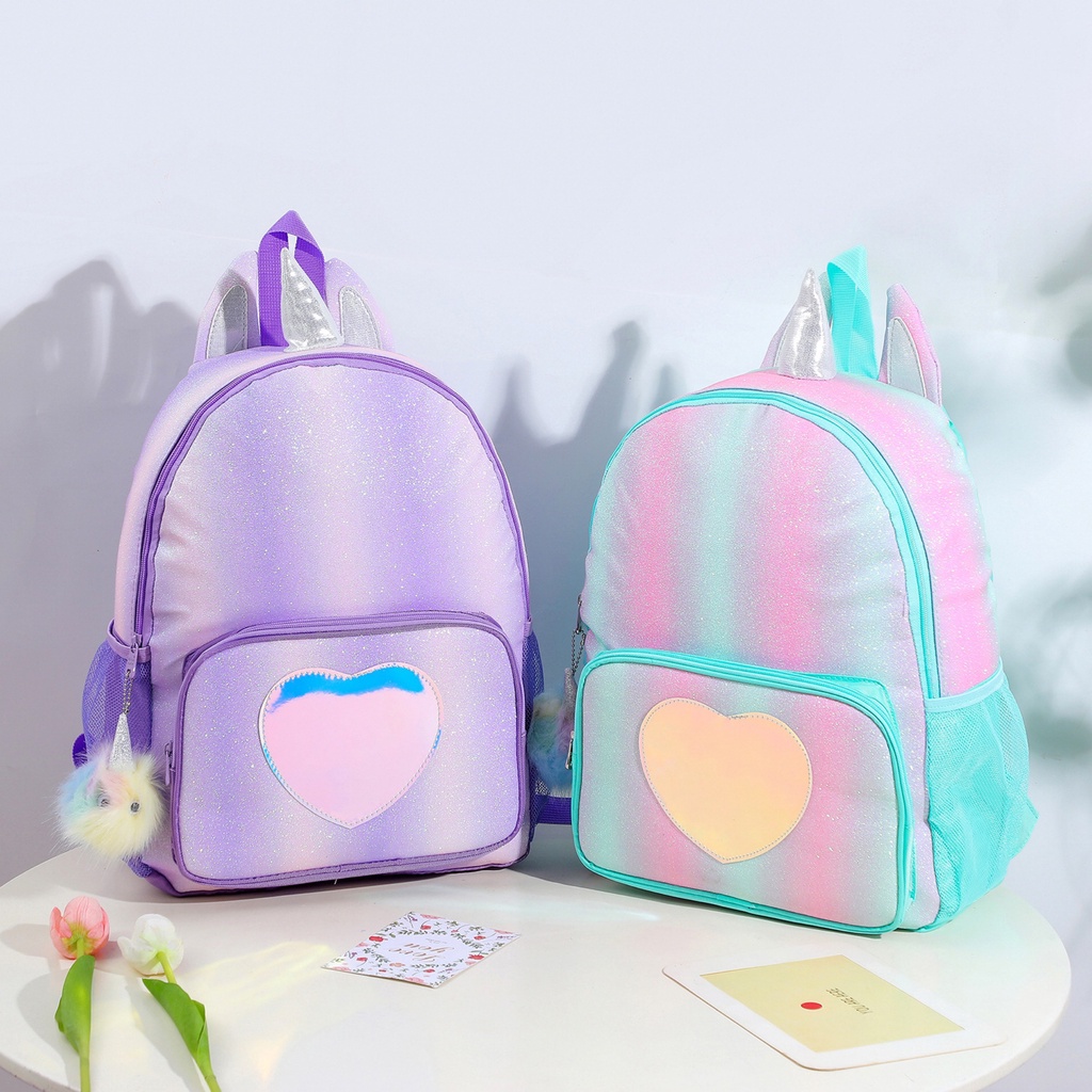 tas unicorn besar glitter tu056 ransel anak perempuan sd backpack sekolah