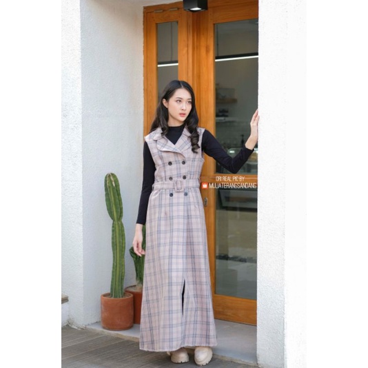 [SOMILA.ID] LONG VEST LINEN KOTAK