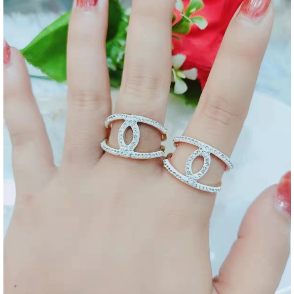 Titanium Cincin CC Mata Putih Perhiasan Fashion 1222