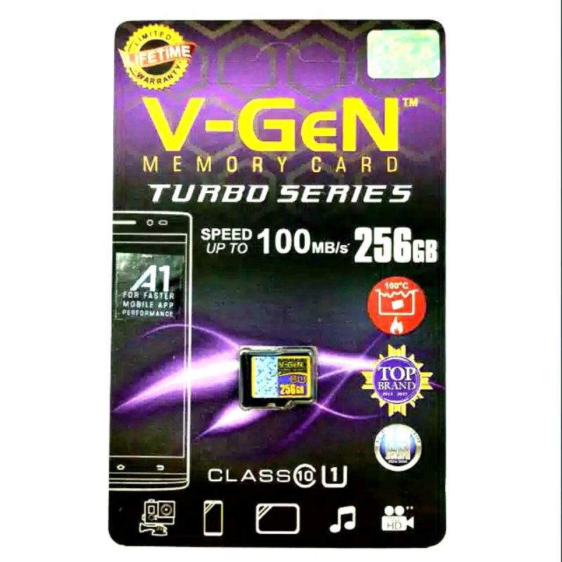 Micro SD V-Gen 256GB Class 10 Turbo Series / Vgen MicroSD Class10 256GB / V gen 256GB Original