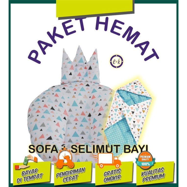 PAKET HEMAT!! Sofa Bayi Multifungsi Kasur Bayi + Selimut Topi Bayi Karakter