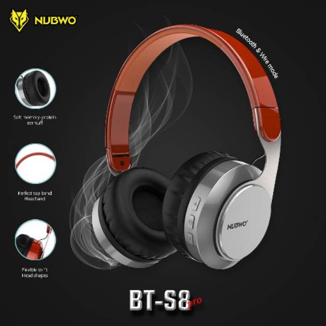 NUBWO HEADPHONE WIRELESS BT-S8 PRO GARANSI 1 TAHUN
