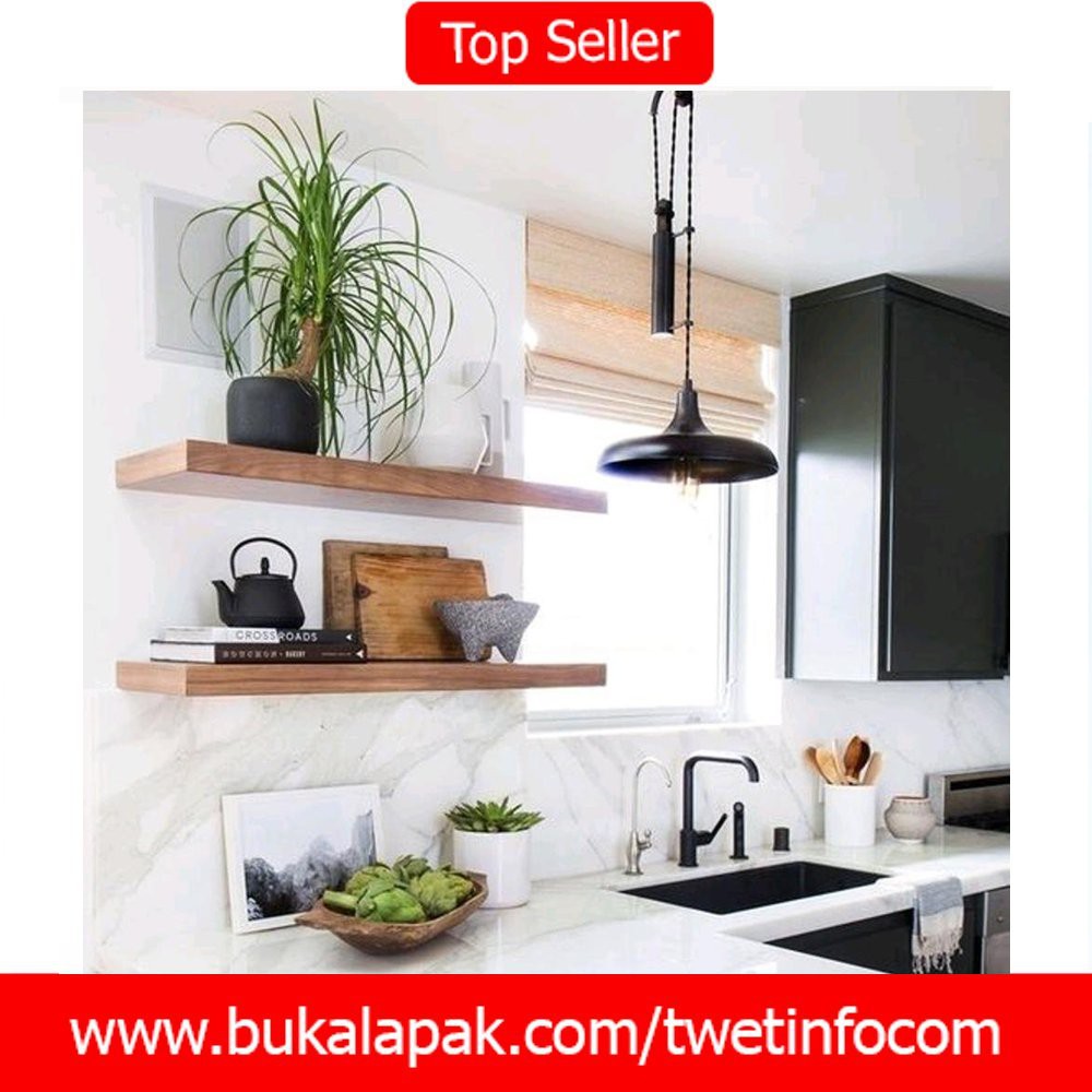 Rak Dinding Hiasan Dinding 2 susun Natural Kayu Bagus