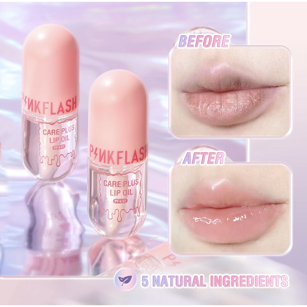 PINKFLASH Natural Lip Oil Lip Balm Lip Gloss Moisturize Repair Nourish Reduce Wrinkles Waterproof Multi-uses