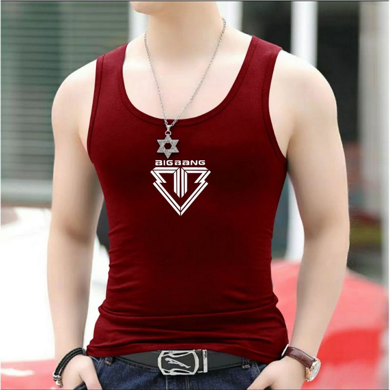 Singlet Dewasa Bigbangg Kaos Tanpa Lengan Logo Baju Oblong Pria Dalaman Motif Logo COD